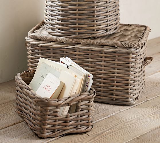 Aubrey Woven Lidded Baskets Pottery Barn