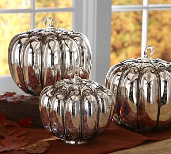 Mercury Glass & Wire Pumpkins | Pottery Barn