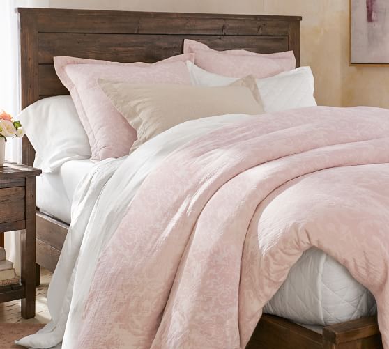 Jacquard Linen Medallion Duvet Cover & Sham Soft Rose Pottery Barn