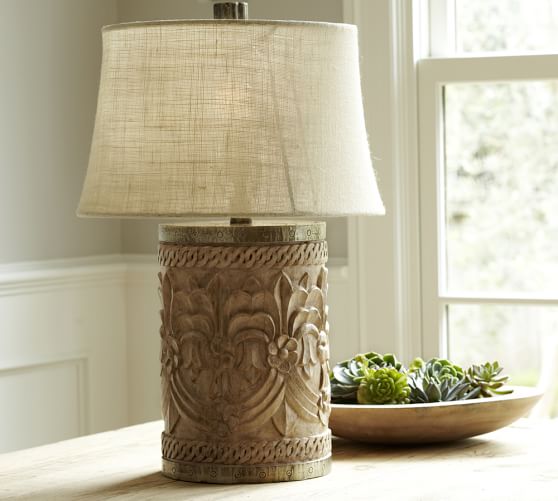Rowan Carved Wood Table Lamp Bases Pottery Barn
