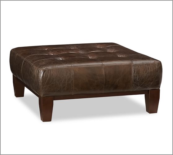 Sullivan Leather Square Ottoman Pottery Barn