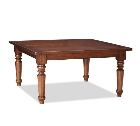 Sumner Square Dining Table, Rustic Mahogany Pottery Barn