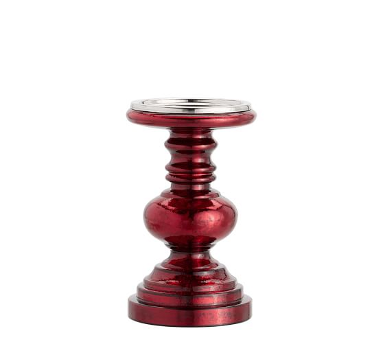 Red Mercury Glass Pillar Holders Pottery Barn