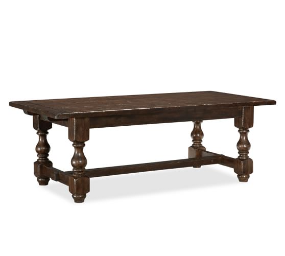 Cortona Wood Extending Rectangular Dining Table, Alfresco Brown finish