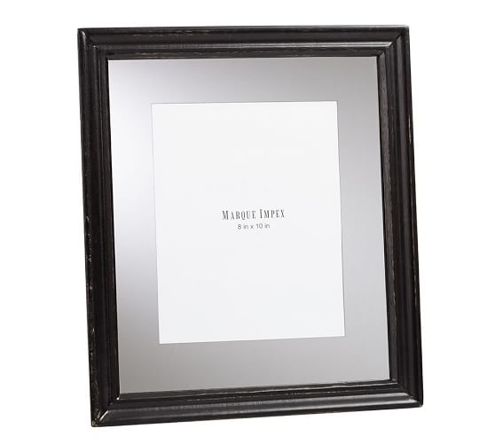 Black Mirror & Wood Mat Picture Frame, 8 x 10" with optional Vertical