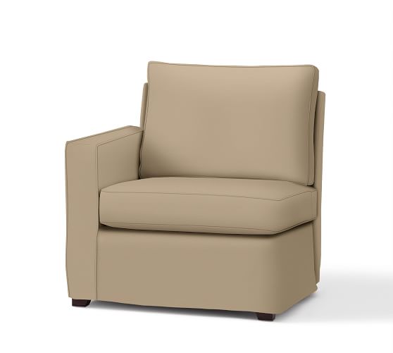 Cameron Square Arm Leftarm Chair Slipcover, Brushed Canvas Walnut
