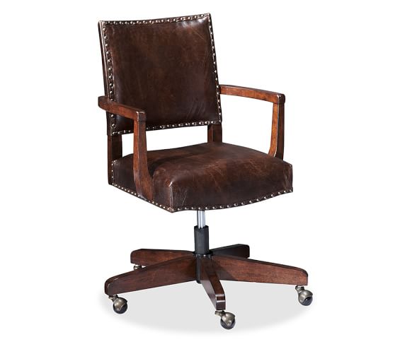Desk Chairs Home Office Pottery Barn Espresso Leather