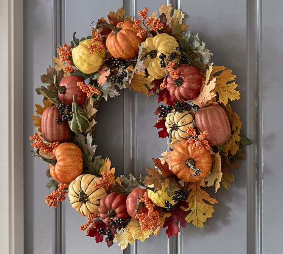 Faux Harvest Pumpkin Wreath Pottery Barn