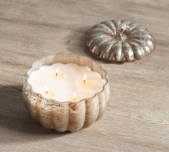 Mercury Lidded Pumpkin Candle Pot 