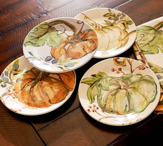 Harvest Pumpkin Salad Plates, Set of 4 | Pottery Barn