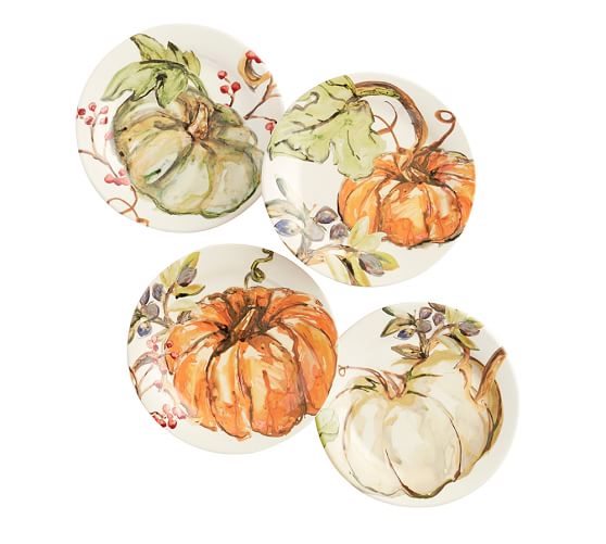 Harvest Pumpkin Salad Plates, Set of 4 Pottery Barn