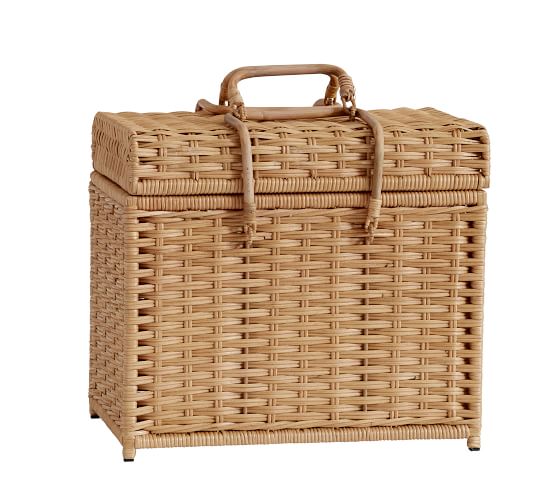Sarah Bartholomew Lillian Wicker File Box Natural Pottery Barn