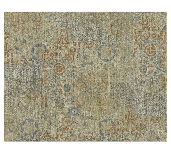 Talia Custom Printed Rug Porcelain Blue Pottery Barn
