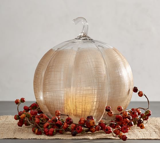 Linen Glass Pumpkin Candleholder | Pottery Barn