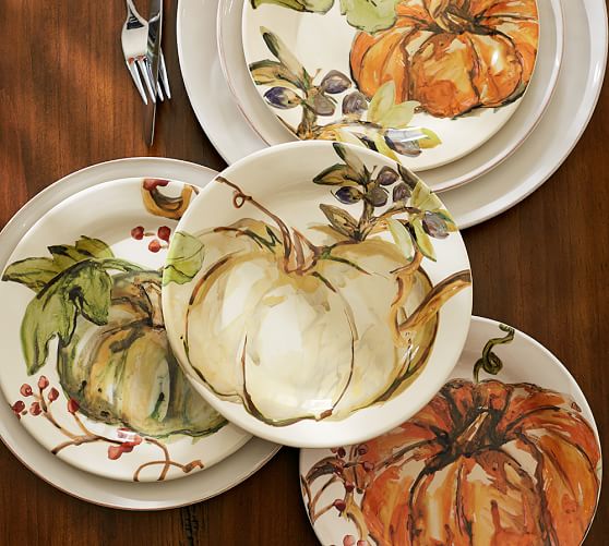 Harvest Pumpkin Salad Plates, Set of 4 Pottery Barn