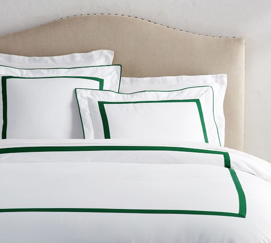 Morgan Organic Duvet Cover, King/Cal. King, Dark Emerald