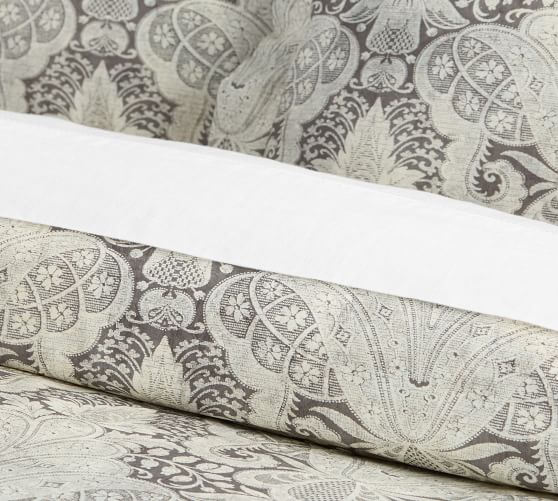 Janelle Scroll Duvet Cover & Sham Gray Pottery Barn