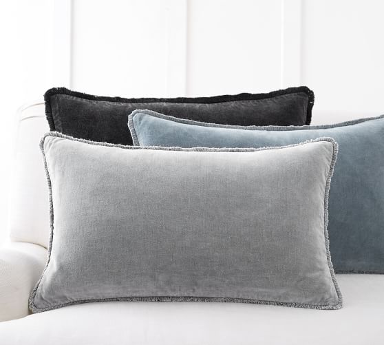 Fringe Velvet Lumbar Pillow Cover Pottery Barn