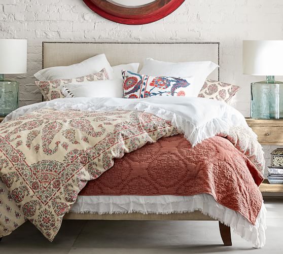 Fillmore Square Upholstered Bed Pottery Barn