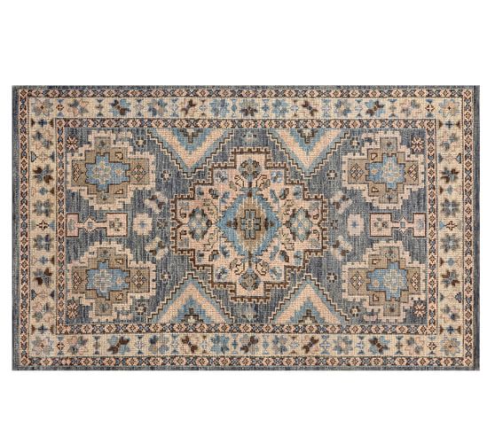 Halyn HandKnotted Rug Blue Multi Pottery Barn