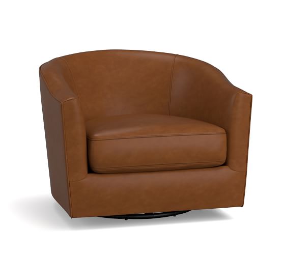 Harlow Leather Swivel Armchair | Pottery Barn