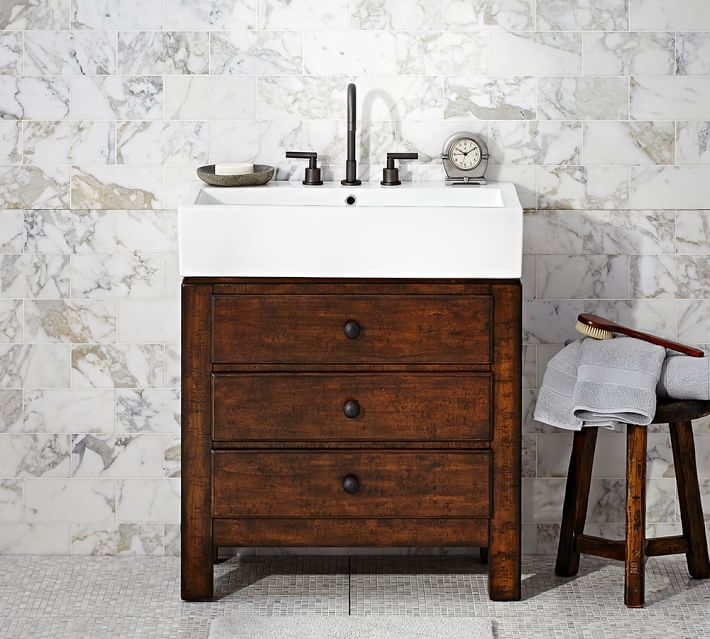 Mason Single Sink Vanity Rustic Mahogany Finish Pottery Barn