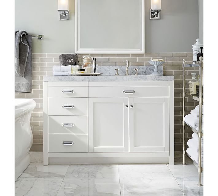 Davis Asymmetric Single Sink Vanity With Drawers Pottery Barn