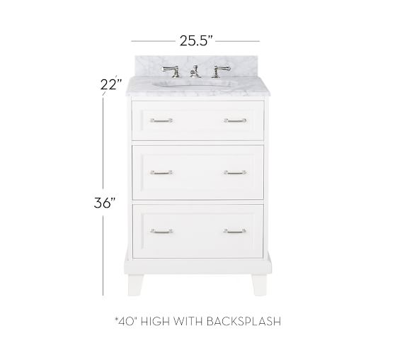 Custom Classic Mini Sink Vanity with Drawers Carrara Marble Pottery