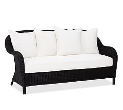 Wicker Furniture Patio Sets Pottery Barn Palmetto All Weather Wicker Sofa Black