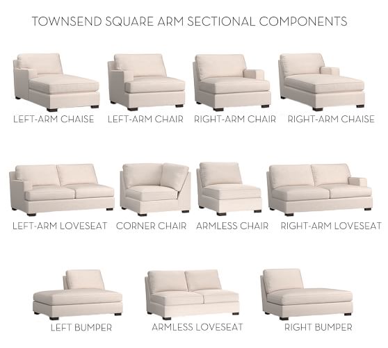 Build Your Own Sectional Pottery Barn Build Your Own Townsend Upholstered Square Arm Sectional Components