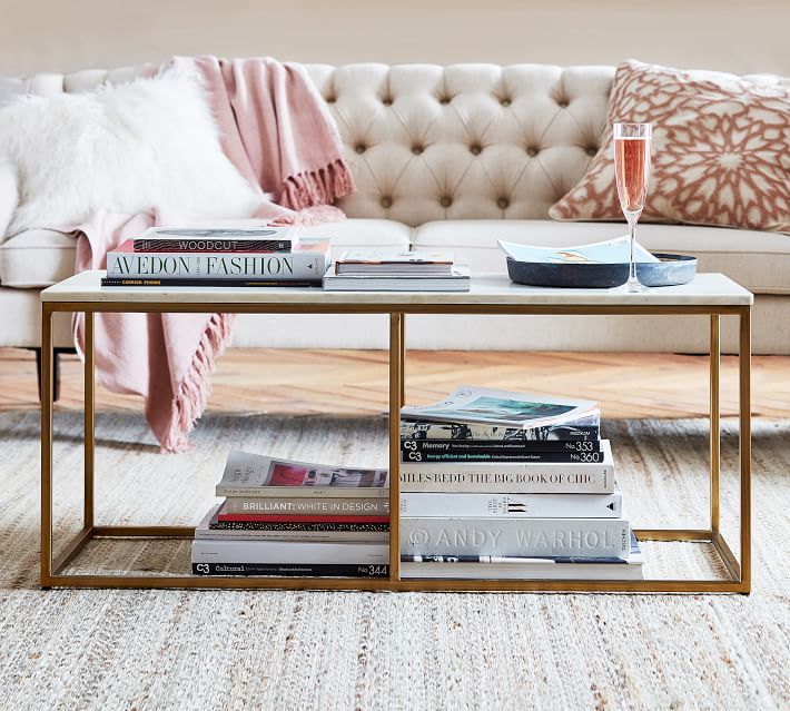 Delaney Marble Rectangular Coffee Table Pottery Barn