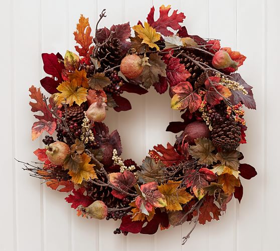 Faux Pomegranate & Pinecone Wreath Pottery Barn