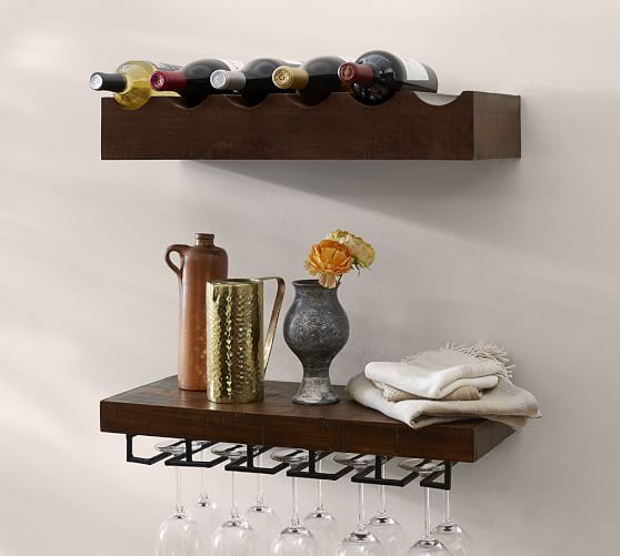 rustic wood entertaining shelves wine glass rack pottery barn s17 rack