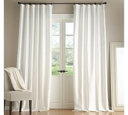 Drapery Panels Silk D Curtains Pottery Barn Dupioni Silk Pole Pocket Drape Ivory