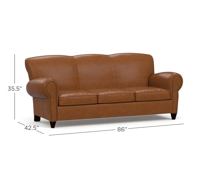 Manhattan Leather Sofa with Nailheads | Pottery Barn