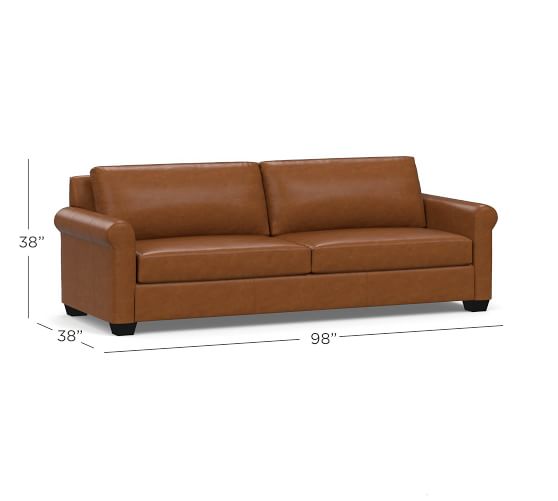 York Roll Arm Leather Sofa Collection Pottery Barn