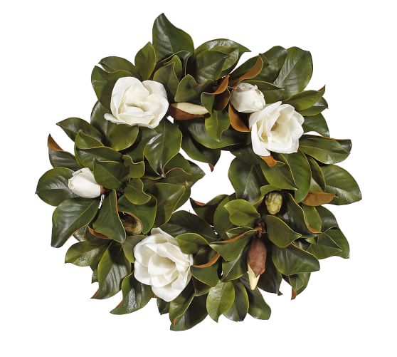 Faux Magnolia Flower Wreath | Pottery Barn