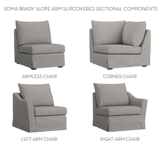 Small E Sectionals Pottery Barn Build Your Own Soma Brady Slope Arm Slipcovered Sectional