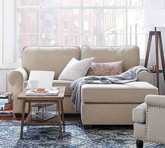 SoMa Fremont Roll Arm Upholstered Sofa with Reversible Chaise Sectional ...