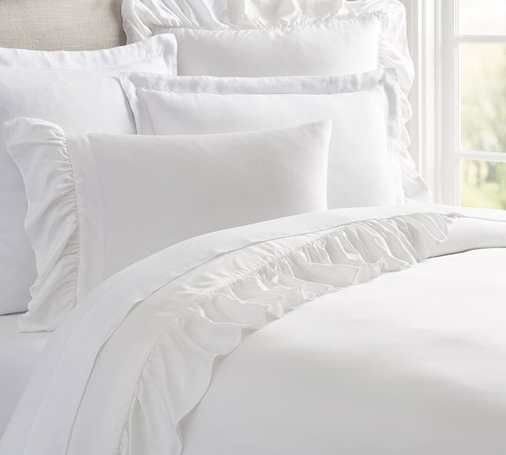 Tencel Ruffle Duvet Cover Sham Pottery Barn