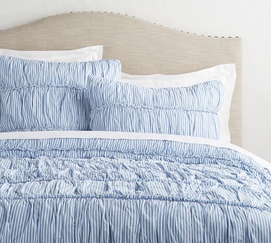 Rosie Stripe Ruched Quilt & Sham Pottery Barn
