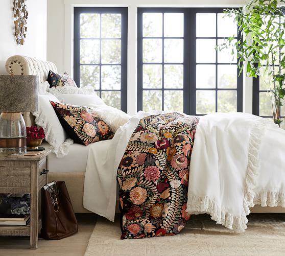 Helena Embroidered Floral Duvet Cover & Sham Pottery Barn
