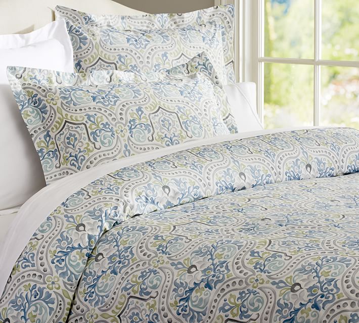 Jessie Scroll Organic Duvet Cover Sham Pottery Barn