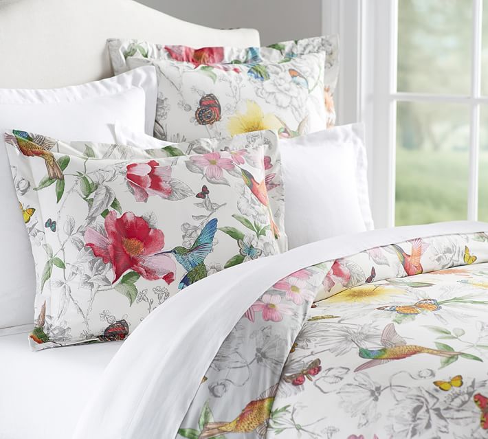 Hummingbird Reversible Duvet Cover Sham Pottery Barn