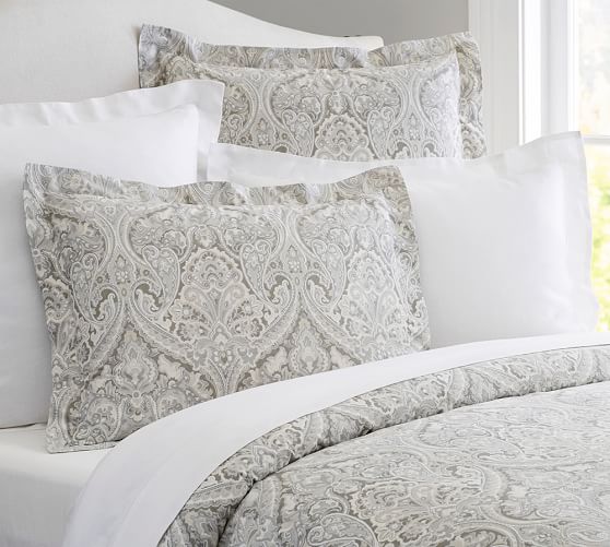 Mackenna Paisley Duvet Cover & Sham - Taupe | Pottery Barn