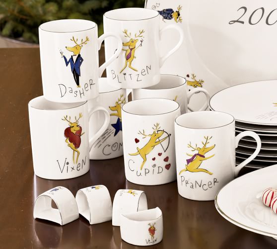 Santa S Reindeer Mugs Set Of 4 Pottery Barn Roll Over Image To Zoom