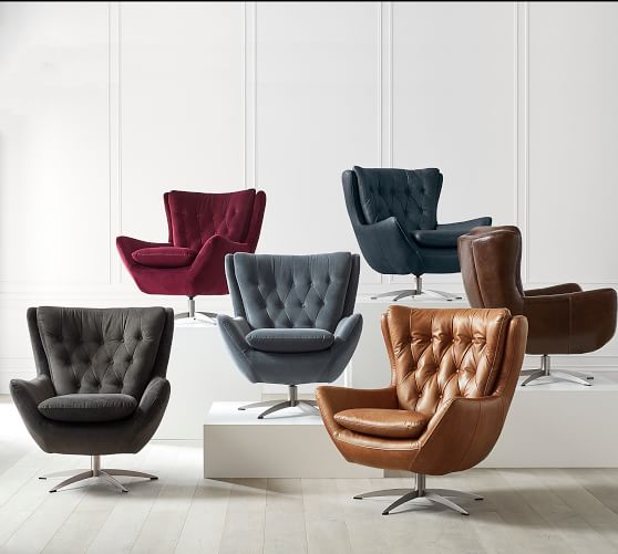 Wells Upholstered Swivel Armchair Pottery Barn