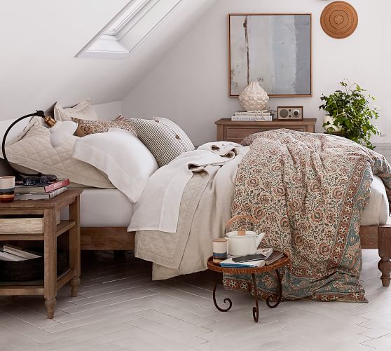 Belgian Flax Linen Diamond Quilt & Sham Natural Pottery Barn