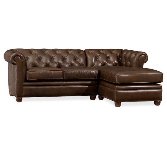 Chesterfield Collection Pottery Barn Chesterfield Leather Sofa With Chaise Sectional