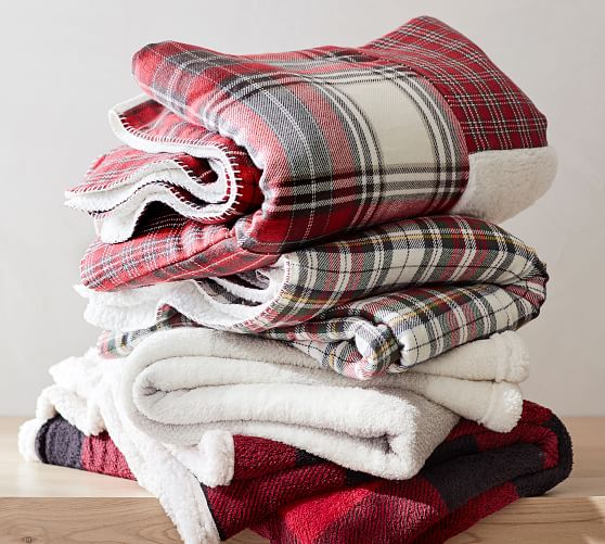 Buffalo Check Sherpa Back Throw Pottery Barn